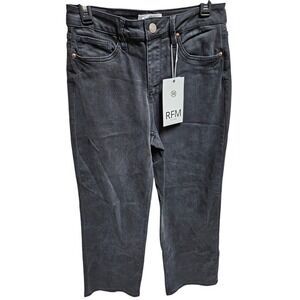 RFM Est 2014 Women's Black Wash Cropped Wide Leg Jeans